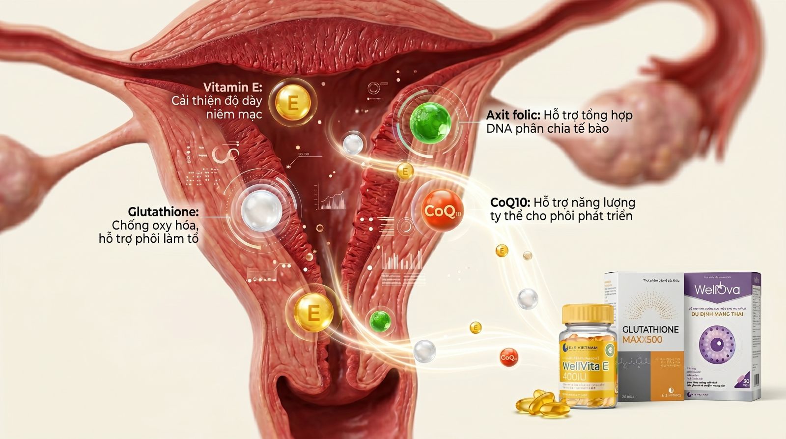 Các hoạt chất chống oxy hóa cần được sử dụng kết hợp để tăng cường tỉ lệ mang thai thành công khi chuyển phôi