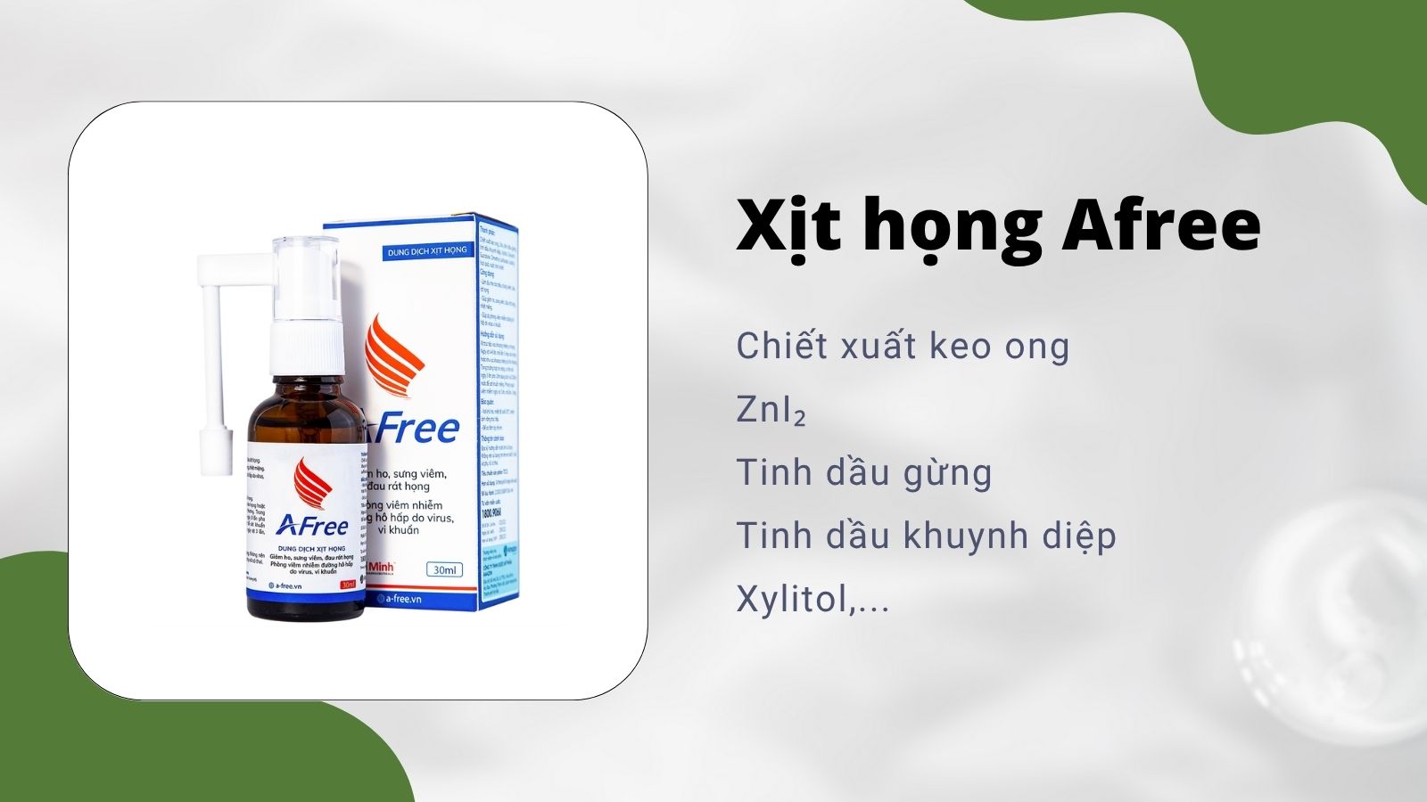Xịt họng Afree kết hợp nano bạc, keo ong v&agrave; một v&agrave;i loại tinh dầu