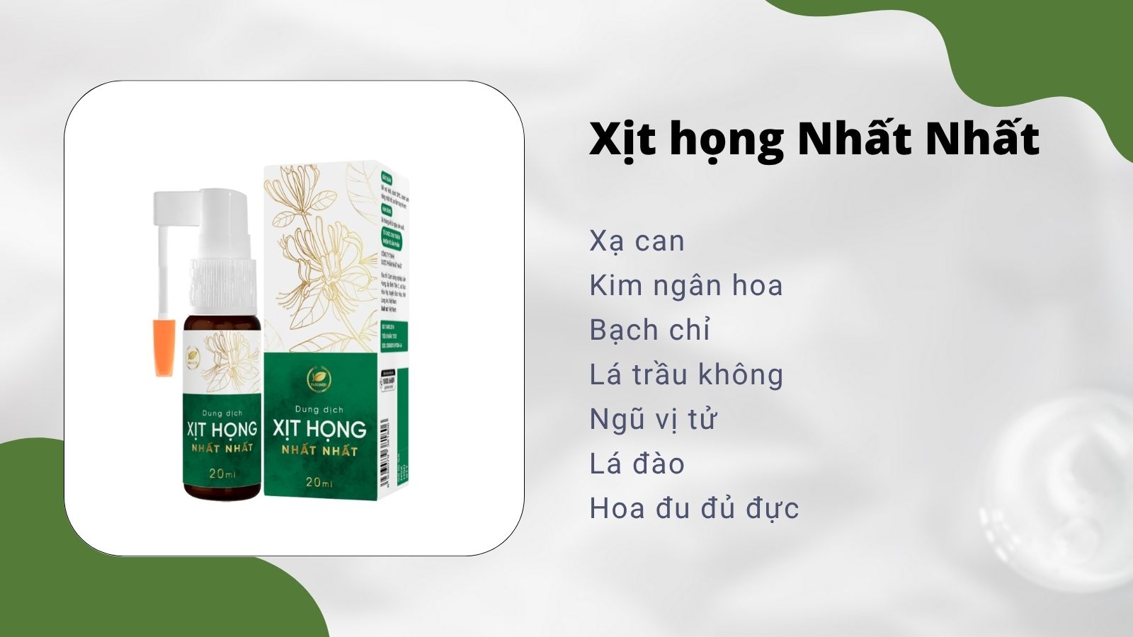 Xịt họng giảm ho Nhất Nhất sử dụng c&aacute;c nguy&ecirc;n liệu ho&agrave;n to&agrave;n tự nhi&ecirc;n