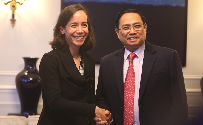 Thủ tướng Phạm Minh Ch&iacute;nh tiếp b&agrave; Aur&eacute;lia Nguyen