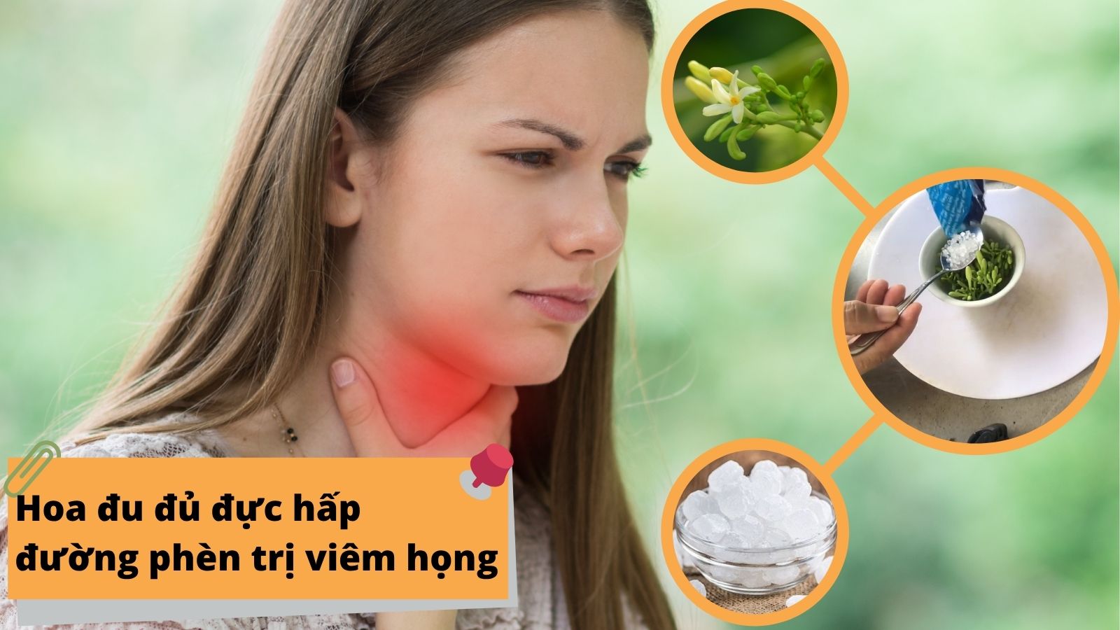 Hoa đu đủ được hấp đường ph&egrave;n d&ugrave;ng khi vi&ecirc;m họng