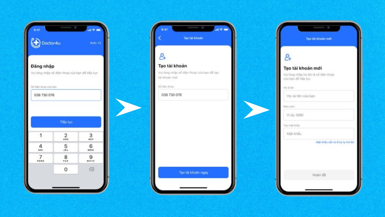 Tải app v&agrave; đăng k&yacute; t&agrave;i&nbsp; khoản tr&ecirc;n Doctor4U