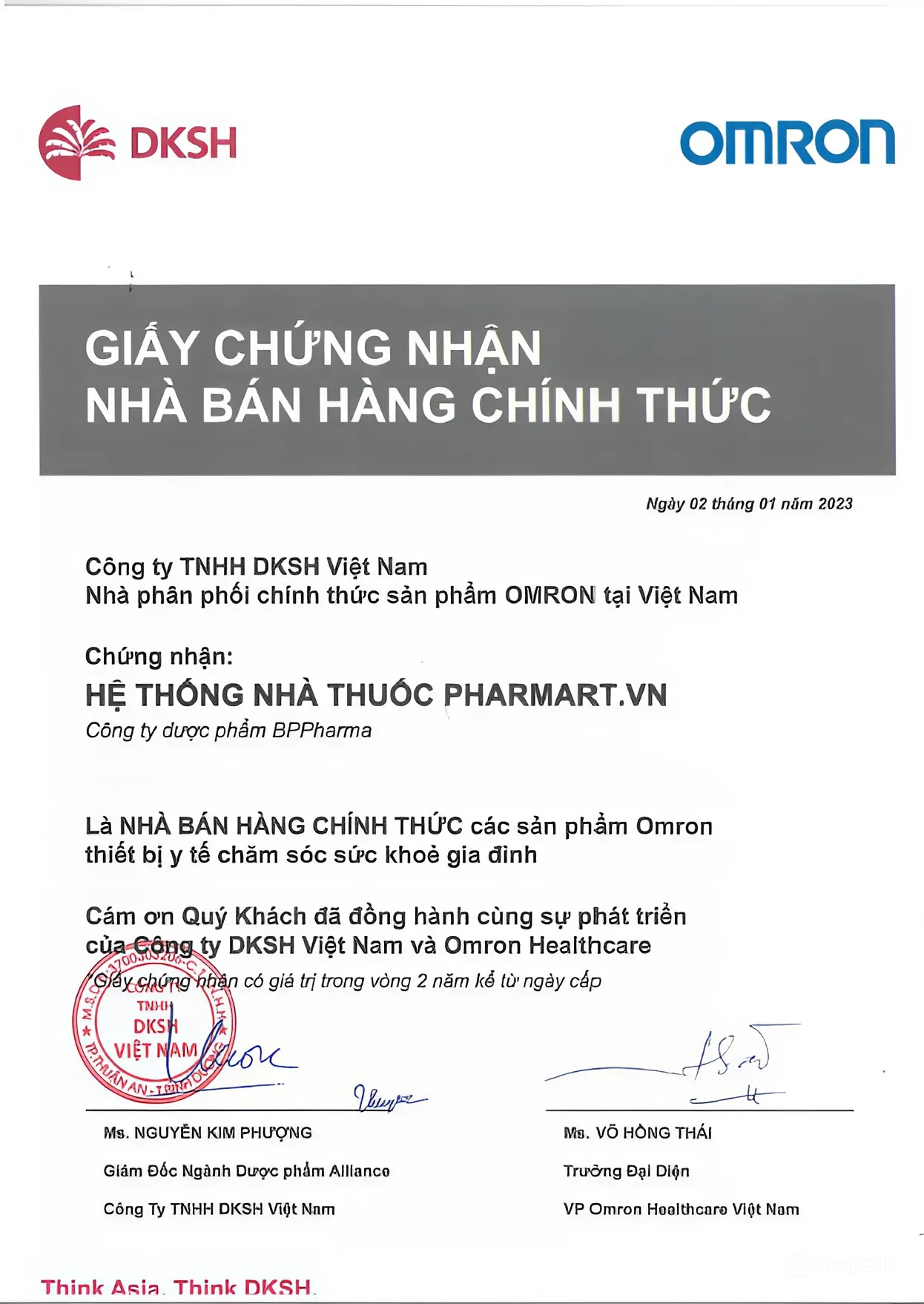 Chứng nhận đại lý Omron dành cho HZ888A