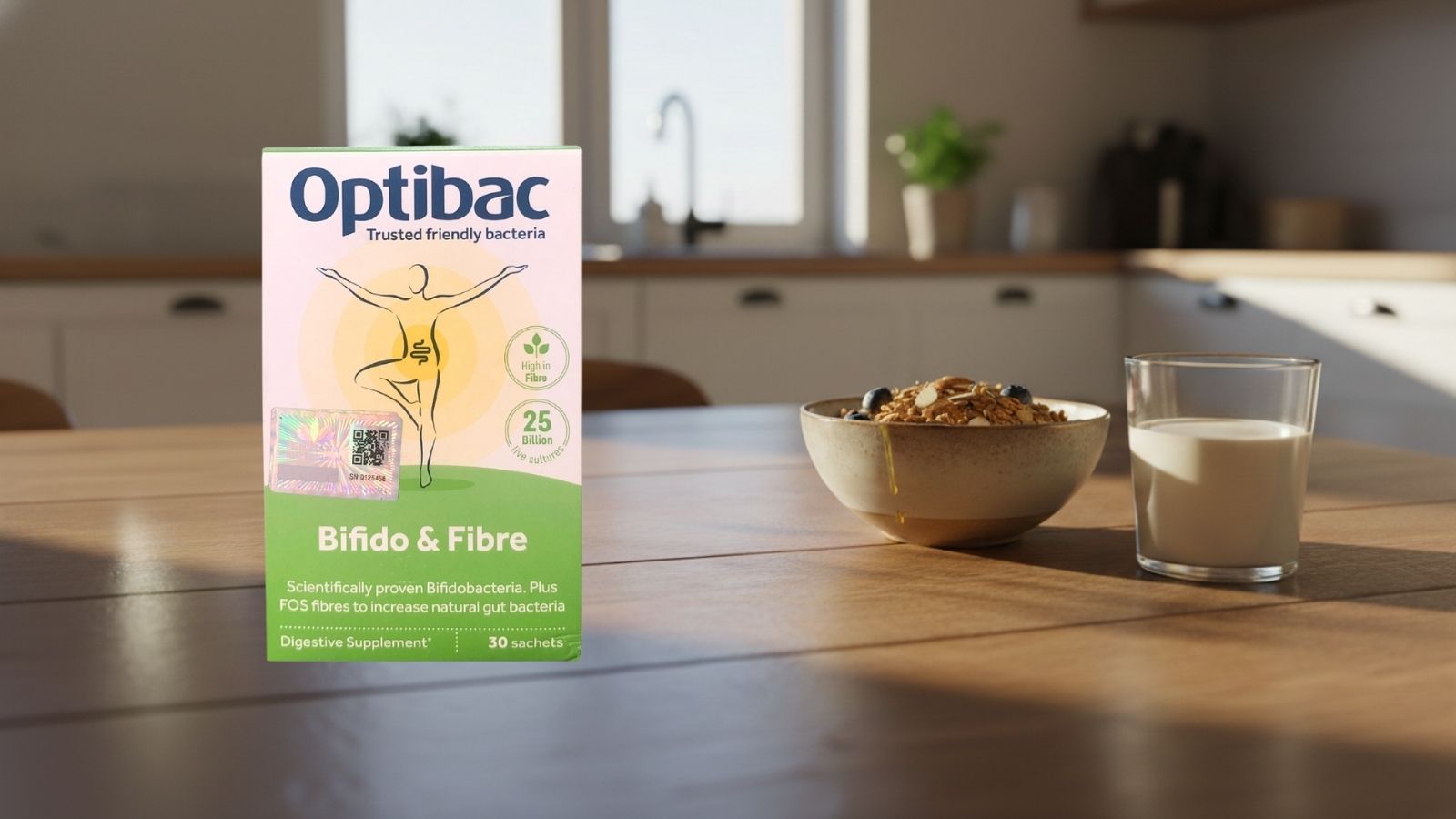 Optibac Bifido & Fibre (M&agrave;u xanh l&aacute;)