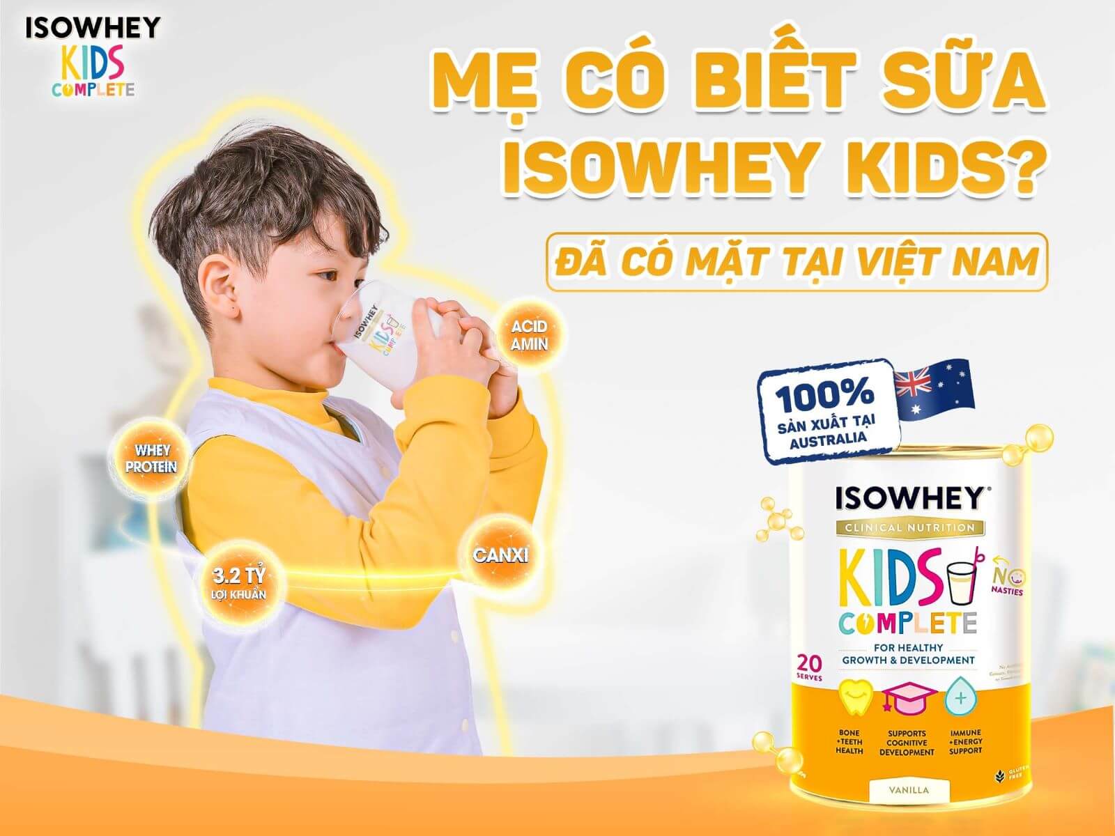 Th&ocirc;ng tin về sữa IsoWhey Kids