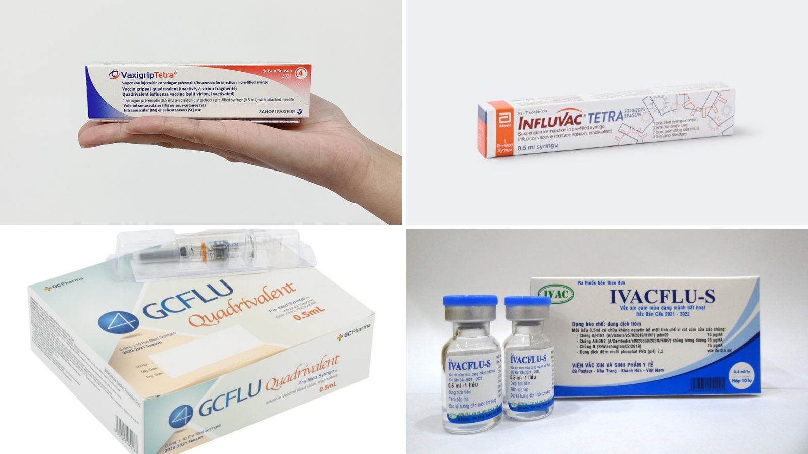 4 loại vacxin ph&ograve;ng c&uacute;m phổ biến nhất tr&ecirc;n thị trường hiện nay