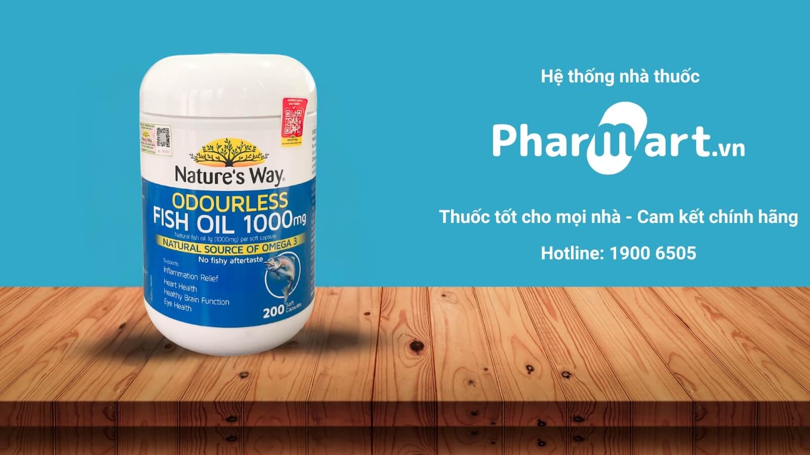 Nature&rsquo;s Way Odourless Fish Oil 1000mg - Dầu c&aacute; &Uacute;c kh&ocirc;ng m&ugrave;i