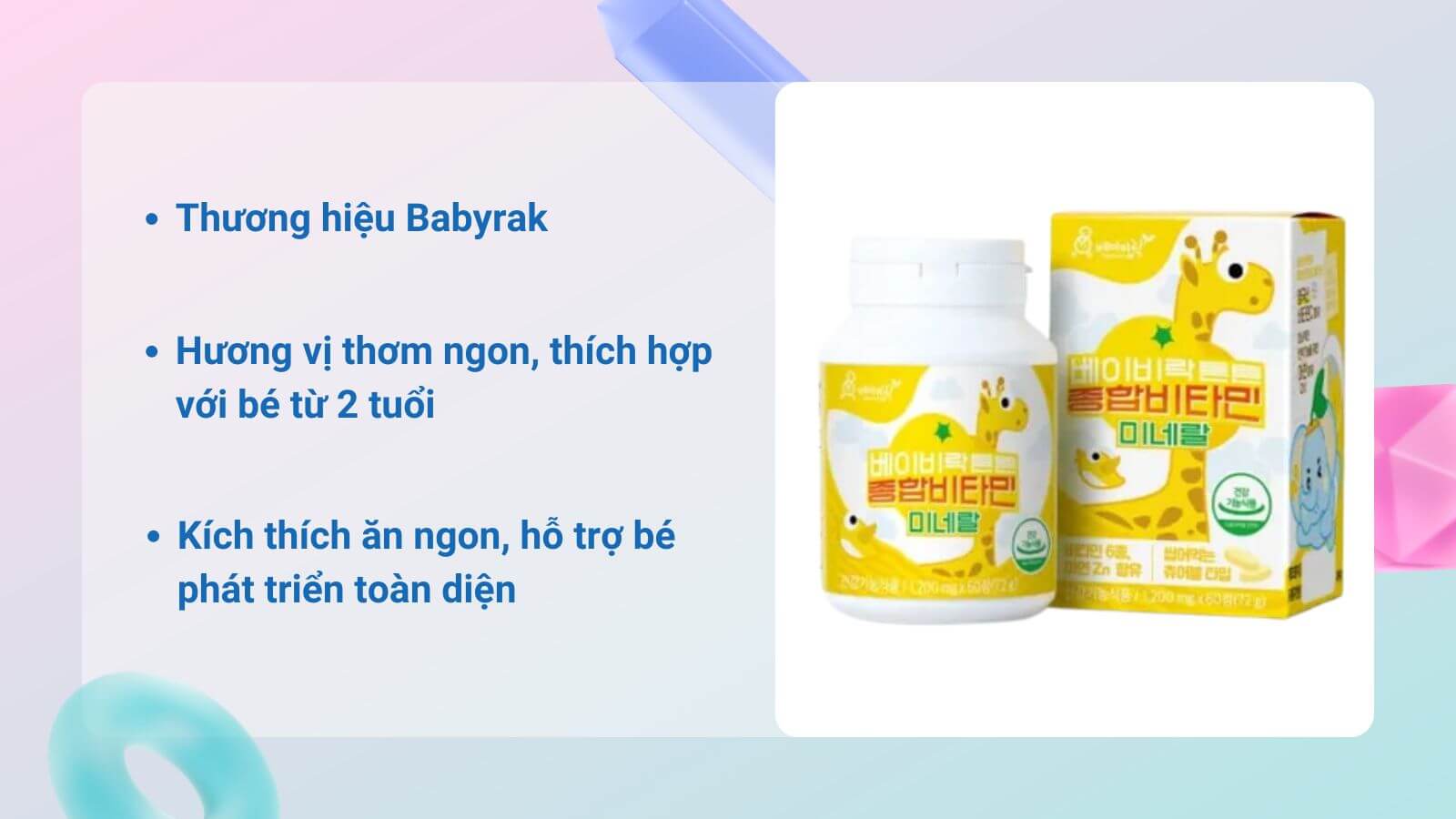 Kẹo vitamin tổng hợp H&agrave;n Quốc cho b&eacute; BabyRak với bao b&igrave; hấp dẫn&nbsp;