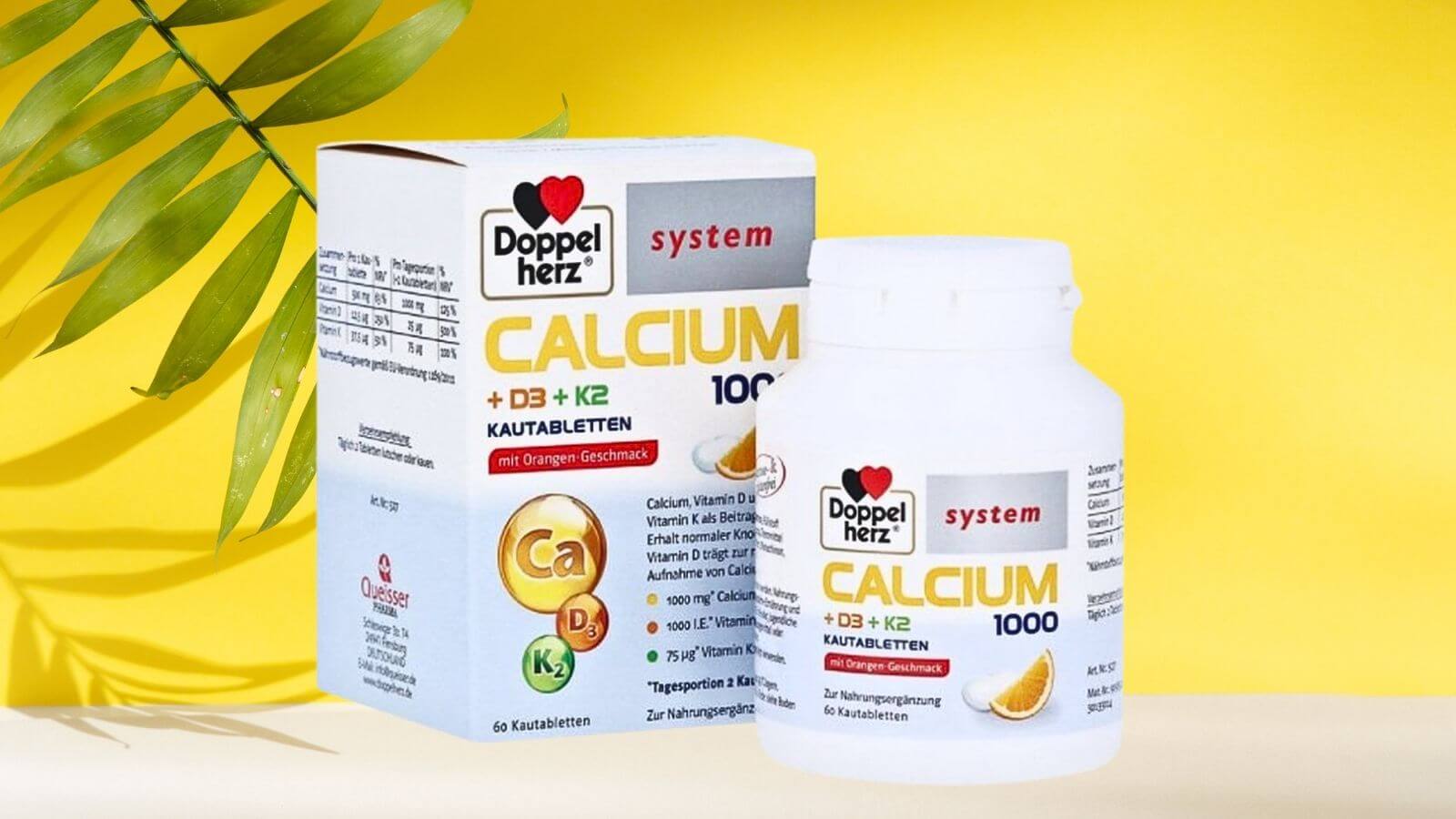 Vi&ecirc;n nhai Doppelherz calcium D3 K2 c&oacute; hương cam thơm ngon&nbsp;