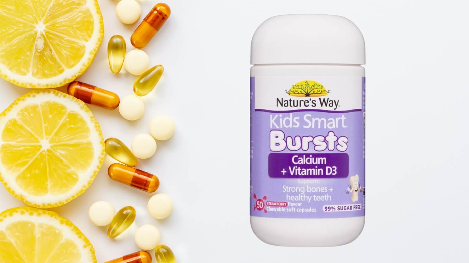 Nature&rsquo;s Way Kids Smart Bursts Calcium + Vitamin D3 - Bổ sung Canxi v&agrave; Vitamin D3 cho trẻ