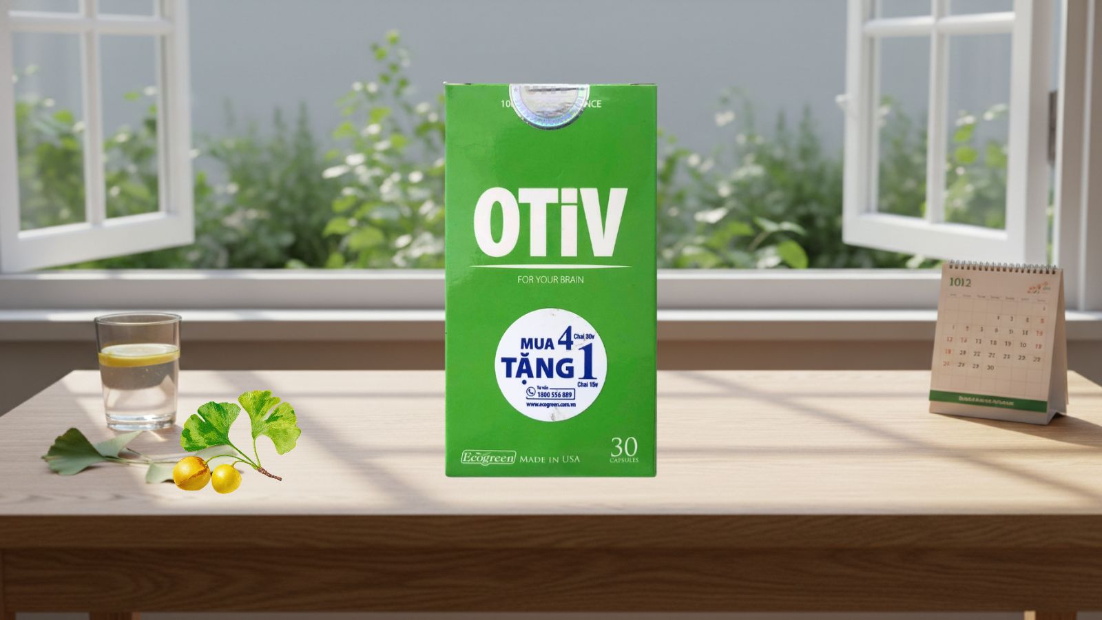 EcoGreen Otiv - Vi&ecirc;n uống bổ n&atilde;o, tăng cường tr&iacute; nhớ