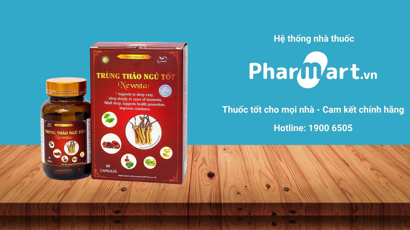 Sản phẩm vi&ecirc;n uống Tr&ugrave;ng Thảo Ngủ Tốt Newstar