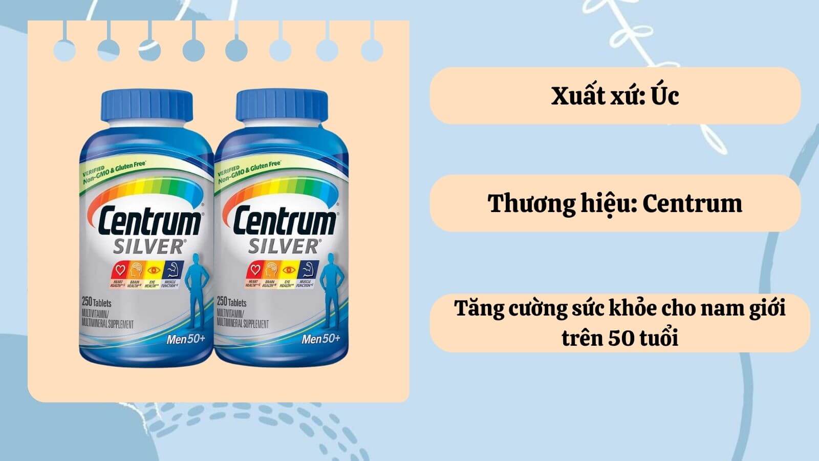 Vitamin Silver Men 50+ được ph&acirc;n phối độc quyền bởi Centrum
