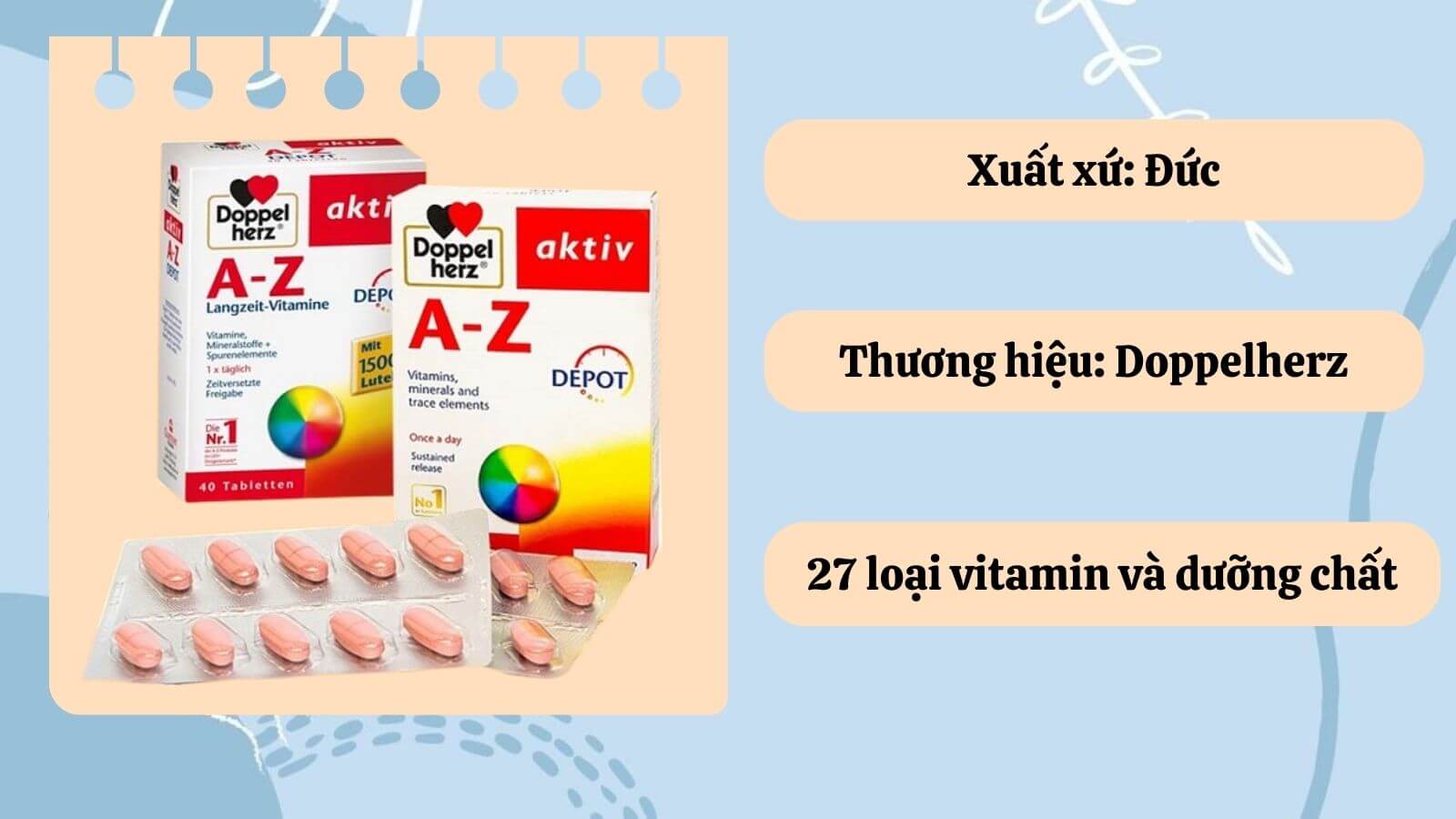 Doppelherz Aktiv A-Z Depot c&oacute; nhiều c&ocirc;ng dụng tốt cho sức khỏe