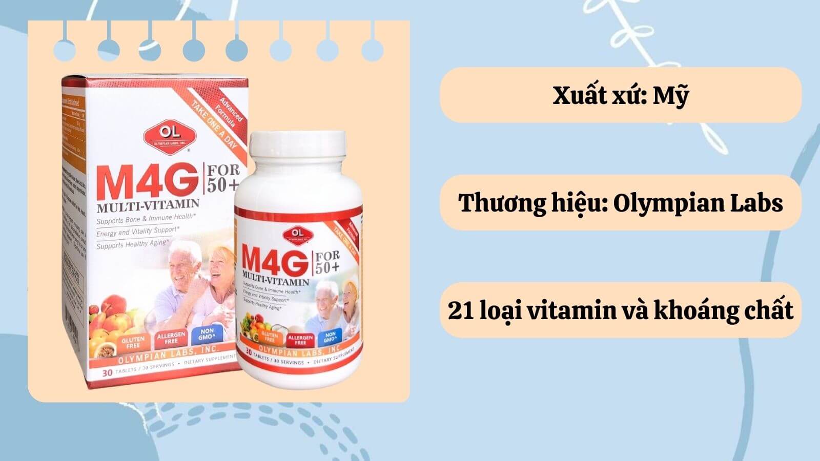 M4G Multi-Vitamin For 50+ l&agrave; vitamin tổng hợp cho người tr&ecirc;n 50 tuổi được nhiều chuy&ecirc;n gia khuy&ecirc;n d&ugrave;ng