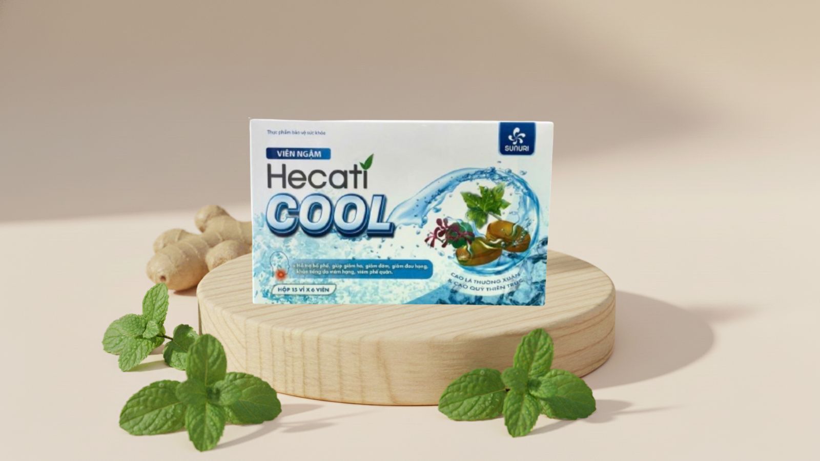 Viên ngậm Hecati Cool làm ấm họng