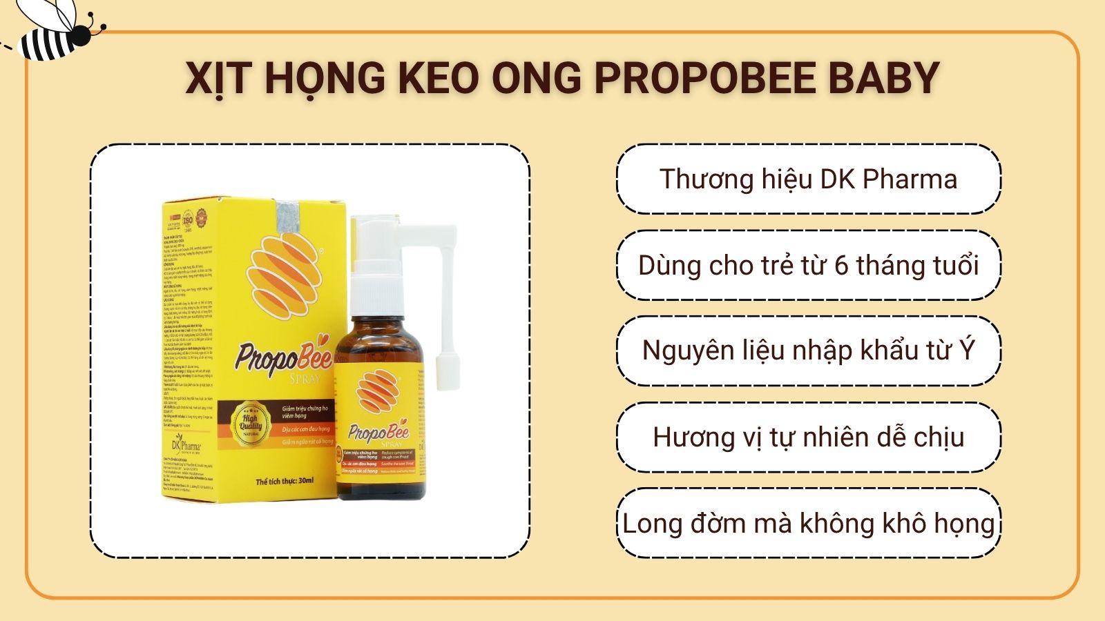 Xịt họng keo ong PropoBee Baby sử dụng nguồn nguy&ecirc;n liệu nhập khẩu từ &Yacute;