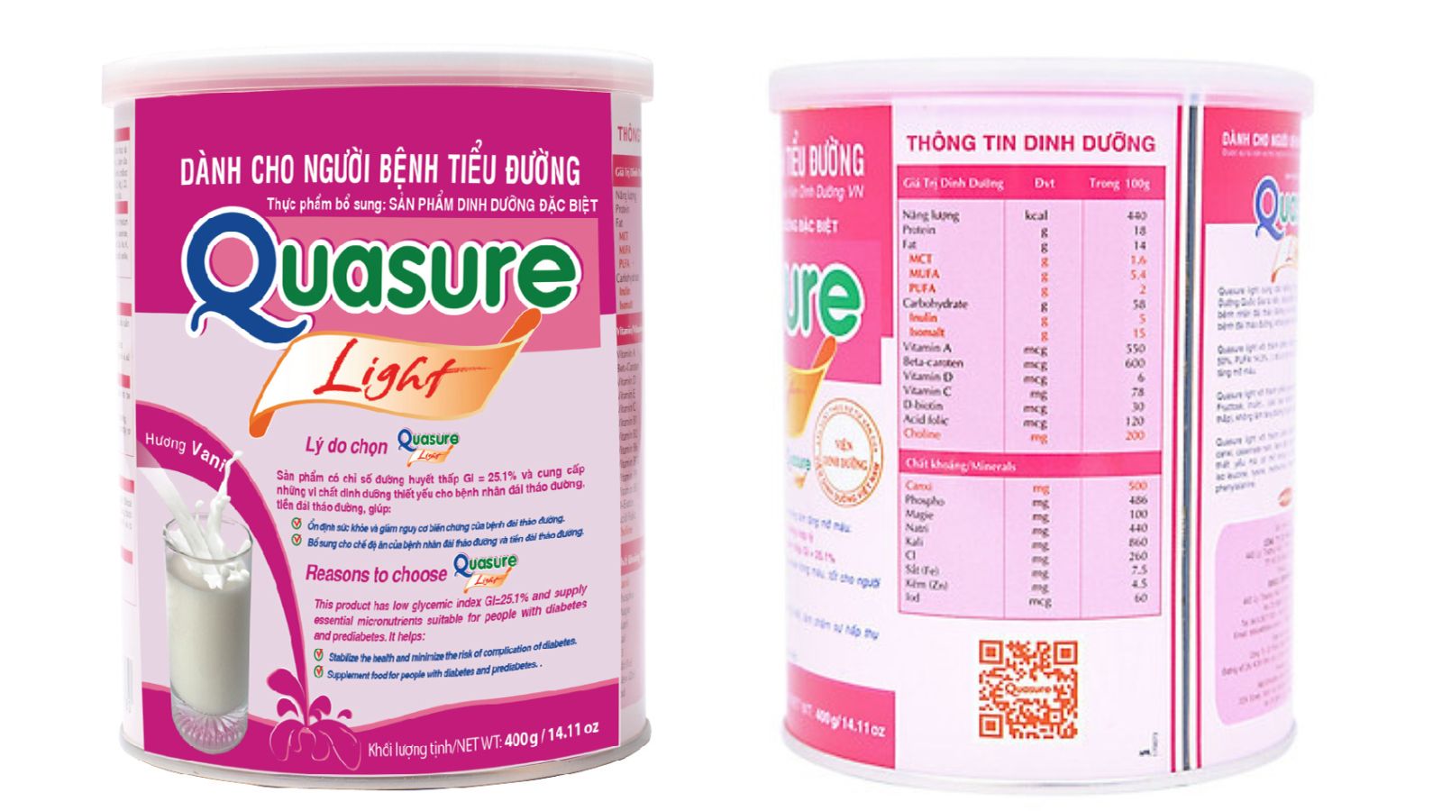 Sữa Quasure Light l&agrave; sản phẩm sữa tiểu đường được khuy&ecirc;n d&ugrave;ng bởi Viện dinh dưỡng Việt Nam.