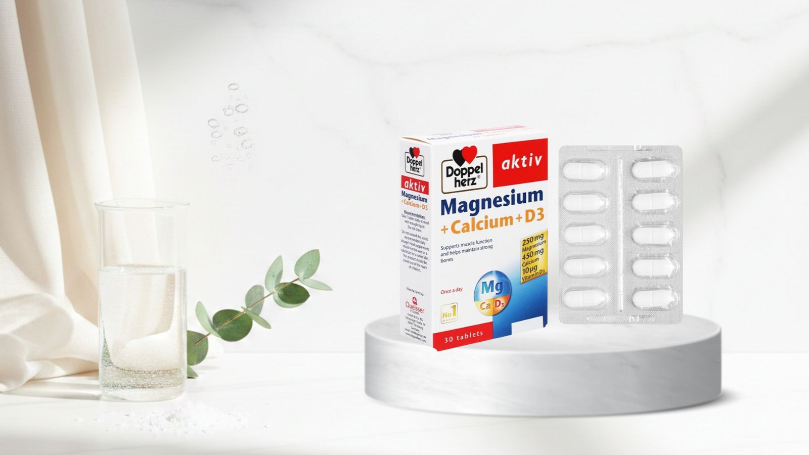 Doppelherz Magnesium + Calcium + D3 ph&aacute;t triển hệ cơ xương
