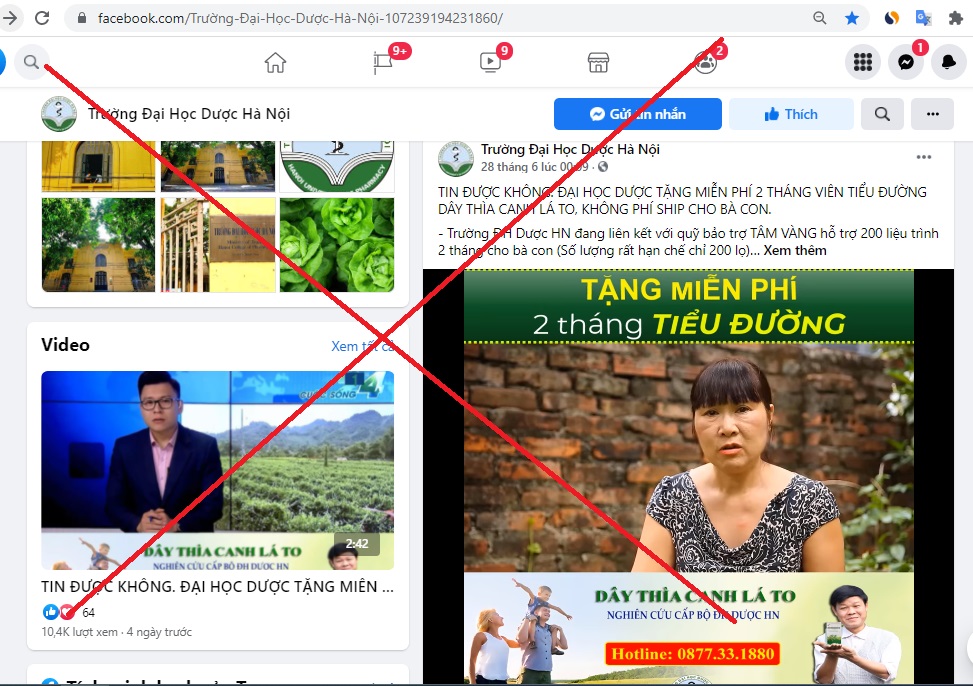 Trang Facebook giả mạo Trường Đại Học Dược Hà Nội