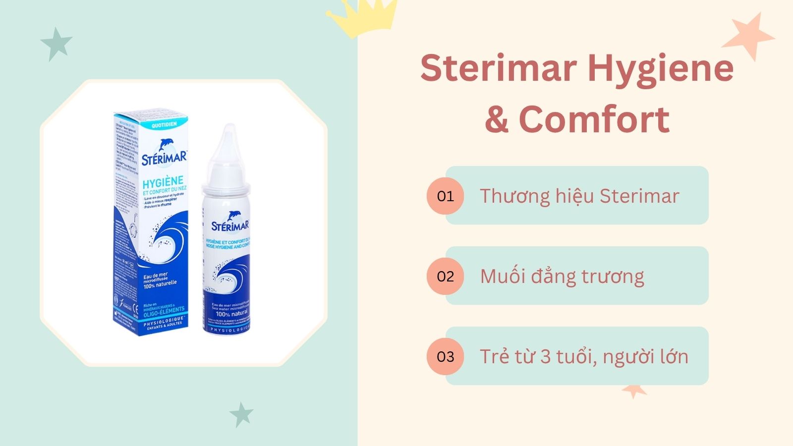 Sterimar Hygiene & Comfort th&iacute;ch hợp với trẻ từ 3 tuổi v&agrave; người lớn