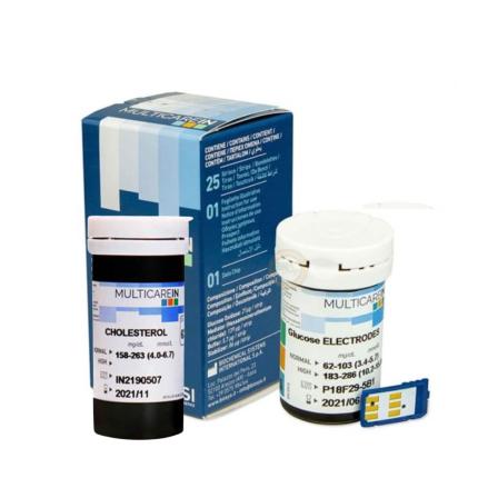 25 que thử đường + 5 que thử Cholesteron máy MULTICAREIN
