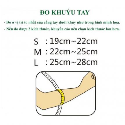a Băng Khuỷu Tay Vantelin Size S Bảng đo Khuỷu Tay