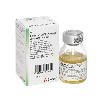Dịch truyền Albiomin 20% - Điều trị sốc giảm thể tích máu lọ 50ml