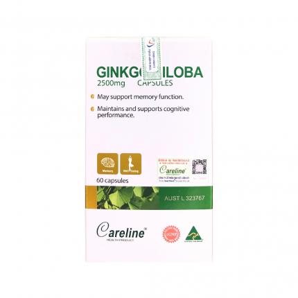 Ginkgo Biloba Careline 2500mg - Hz888 đăng ký nhanh, tăng cường tuần hoàn não (60 viên)