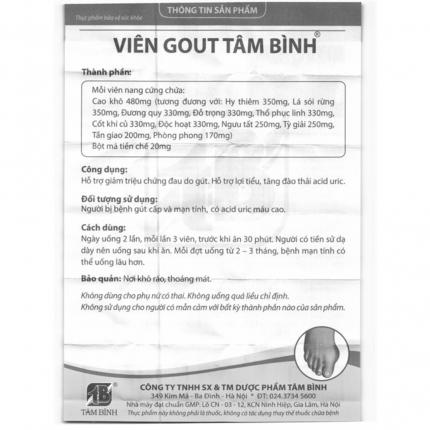 Hướng dẫn sử dụng Gout Tâm Bình