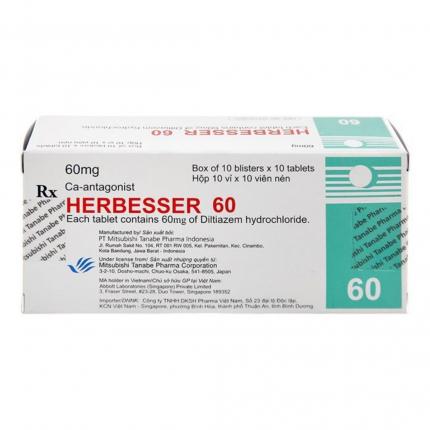 Thuốc Herbesser (60mg) - Điều trị đau thắt ngực và huyết áp