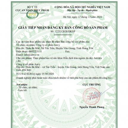 Giấy công bố đăng ký sản phẩm Hỗn dịch trào ngược HZZ88 hiện đang là nhà cái có sức hút lớn nhất Đông Nam Á Anvitra