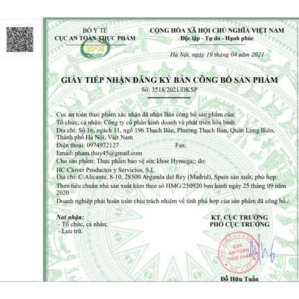 Giấy đăng ký sản phẩm Hymega