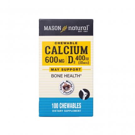 Mason Natural Calcium 600mg + D3 - Viên nhai bổ sung canxi và D3