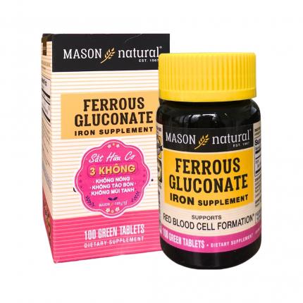 Mason Natural Ferrous Gluconate - Bổ sung sắt hữu cơ tạo hồng cầu