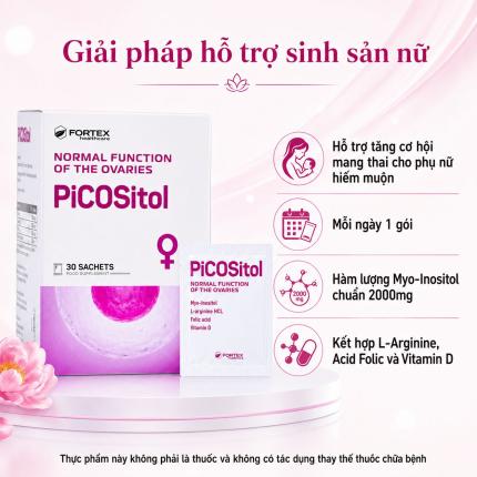 PiCOSitol (Hộp 30 gói) - Hỗ trợ Hz88b tải ứng dụng đa nang buồng trứng (PCOS)