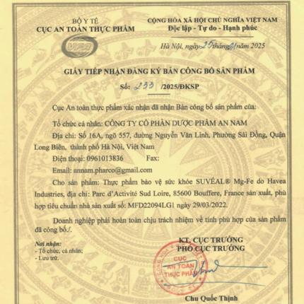 Giấy ĐKCB Suveal Mg Fe