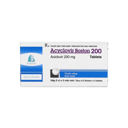 Thuốc Acyclovir Boston 200mg - Điều trị nhiễm Herpes simplex, Herpes zoster, thủy đậu hộp 25 viên