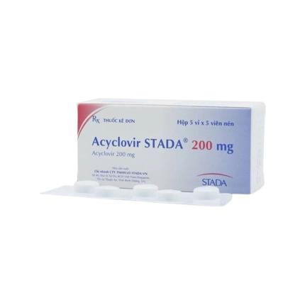 Thuốc Acyclovir Stada 200mg - Điều trị nhiễm Herpes simplex, Herpes zoster, thủy đậu hộp 25 viên