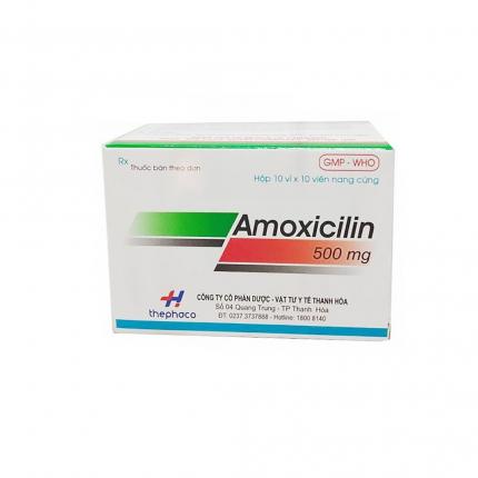 Thuốc Amoxicillin Thephaco (500mg) - Điều trị nhiễm khuẩn hô hấp trên