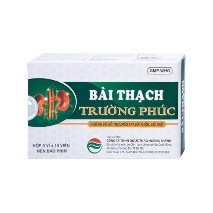 Thuốc Bài Thạch Trường Phúc (Hộp 3 vỉ x 10 viên) - Điều trị sỏi thận (Dược Thảo Hoàng Thành)
