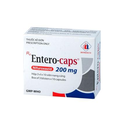 Thuốc Entero-Caps 200mg (Hộp 3 vỉ x 10 viên) - Điều trị tiêu chảy cấp tính (Domesco)
