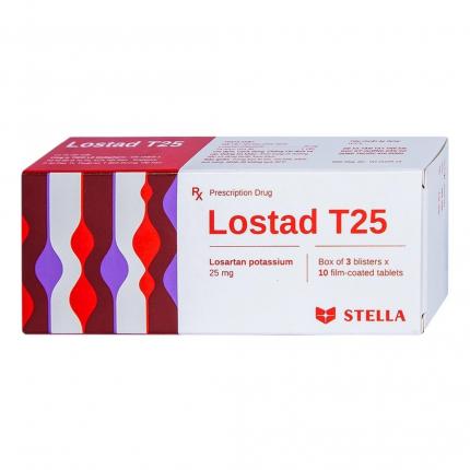 Thuốc Lostad T25 Trị tăng huyết áp Hộp 3 vỉ x 10 viên