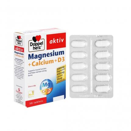 Magnesium + Calcium + D3 Doppelherz - Phát triển hệ cơ xương hộp 30 viên