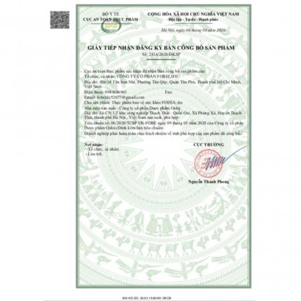 Giấy công bố sản phẩm viên uống hỗ trợ giảm Trang Chủ Chính Thức HZ88.COM Mới Nhất 2026 FoDIA