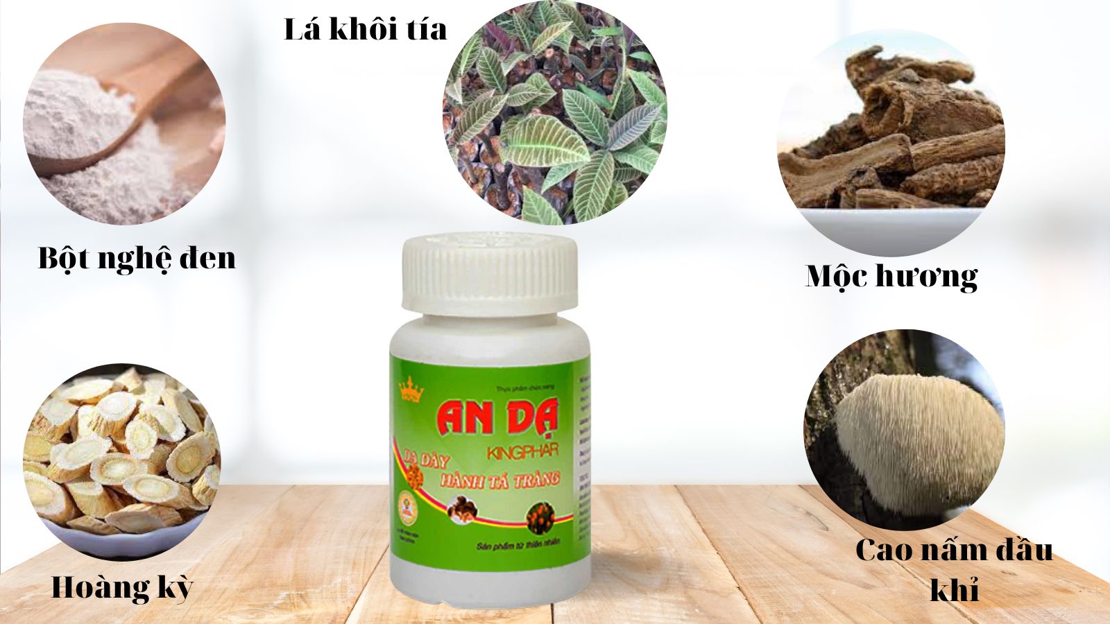 An Dạ Kingphar c&oacute; th&agrave;nh phần dược liệu thi&ecirc;n nhi&ecirc;n rất tốt cho người bị đau dạ d&agrave;y