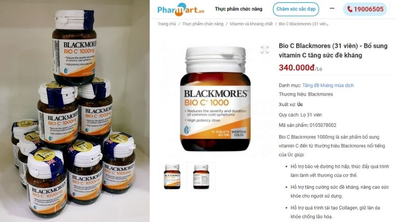 Vi&ecirc;n uống Bio C Blackmores 1000mg được ph&acirc;n phối tại Hệ thống Nh&agrave; thuốc Hz888a.com