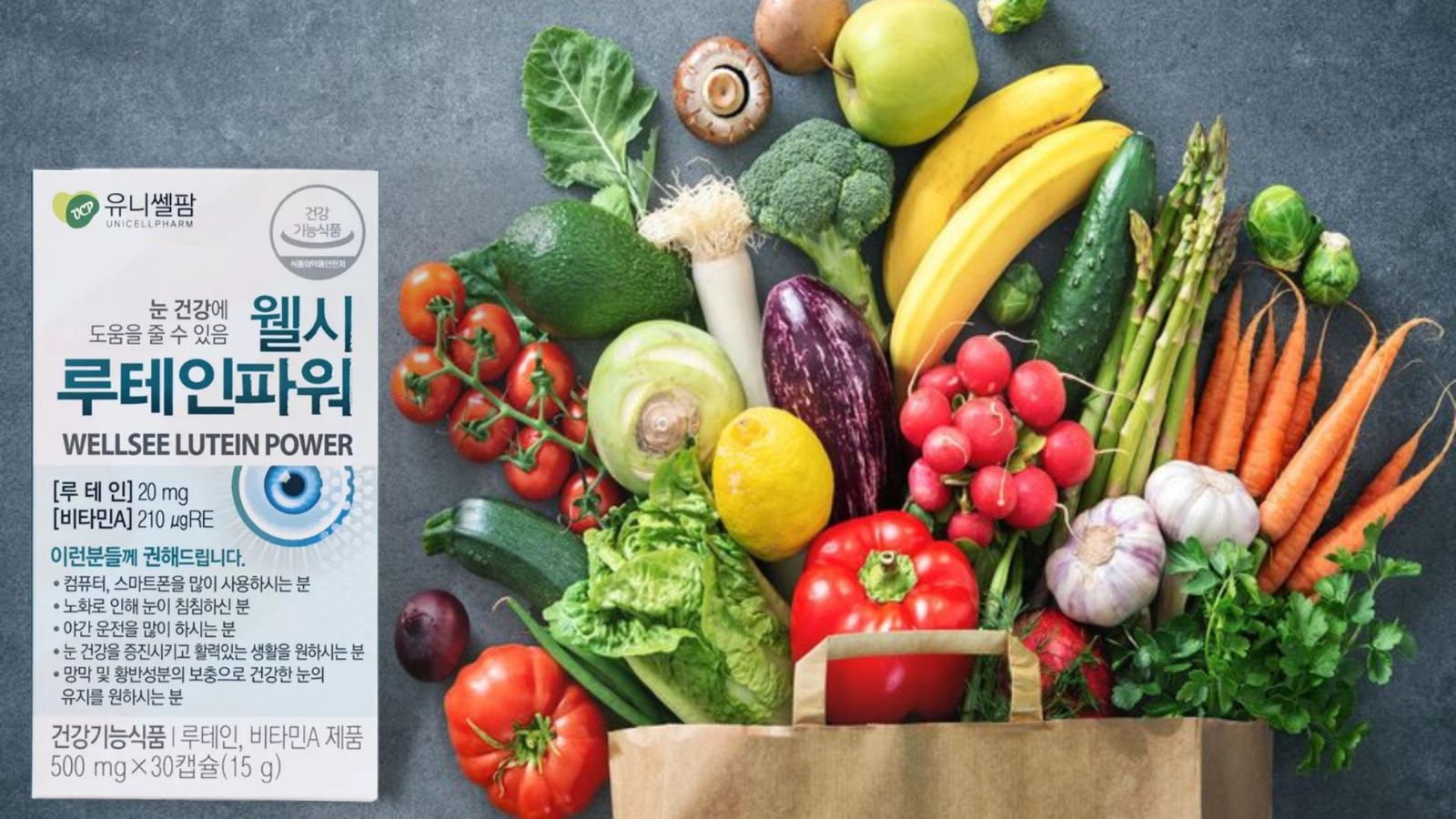 Lutein phải bổ sung nhờ ăn c&aacute;c loại rau xanh, hoa quả hoặc từ c&aacute;c thực phẩm chức năng