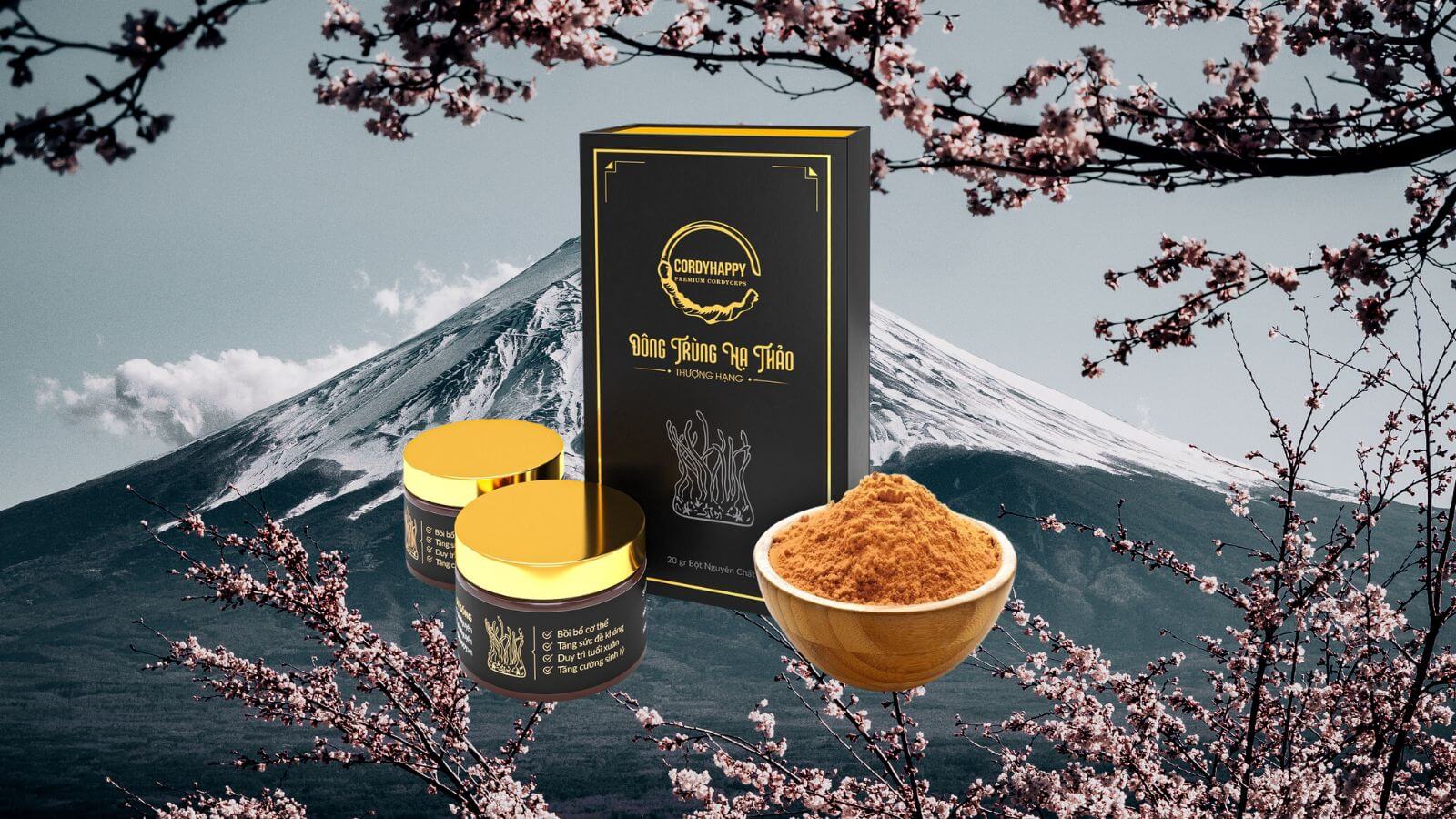 Bột Đ&ocirc;ng Tr&ugrave;ng Hạ Thảo Nguy&ecirc;n Chất Cordy Happy
