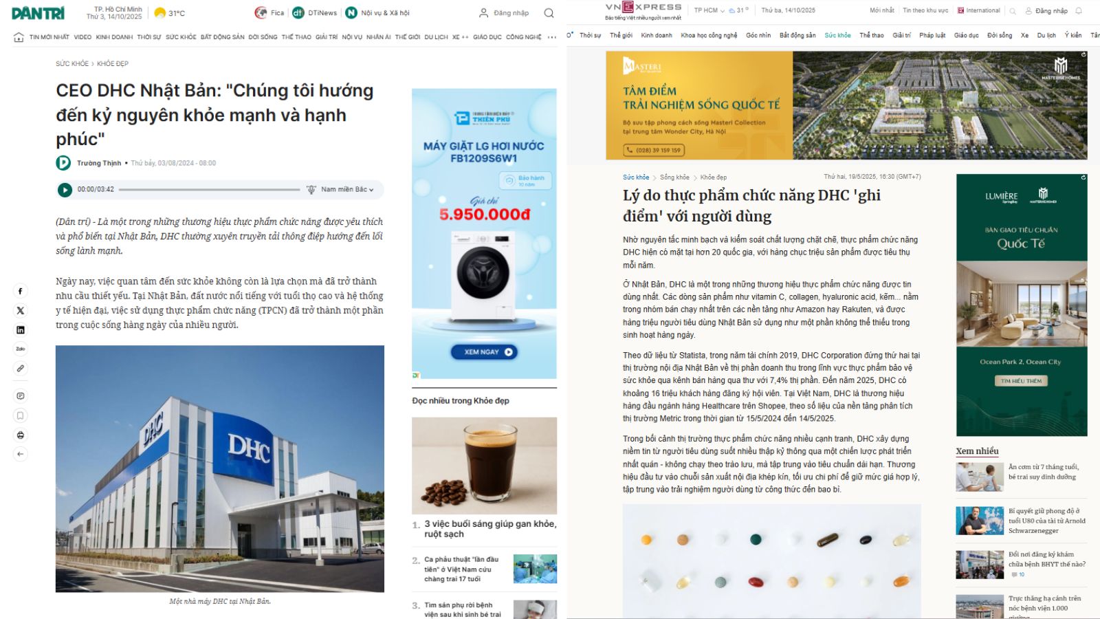 B&aacute;o ch&iacute; đưa tin về thương hiệu DHC Nhật Bản